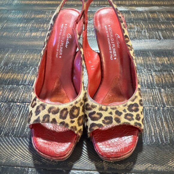 DONALD PLINER Leopard Pony Hair Slings - Size 7 1/2 M - Picture 4 of 6